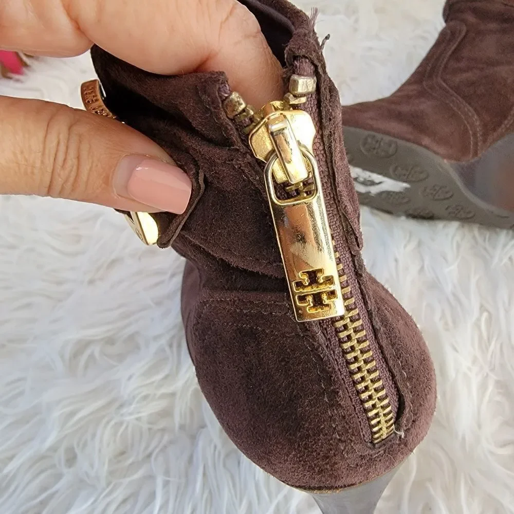 Tory Burch Brown Suede Ankle Boots 8.5